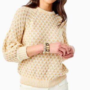 Lilly Pulitzer Corabelle Sweater Women's Size Medium Coconut Honeycomb Excellent